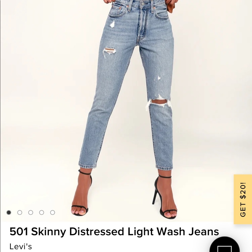 Levi’s 501 Skinny Distressed Jeans in Light Wash